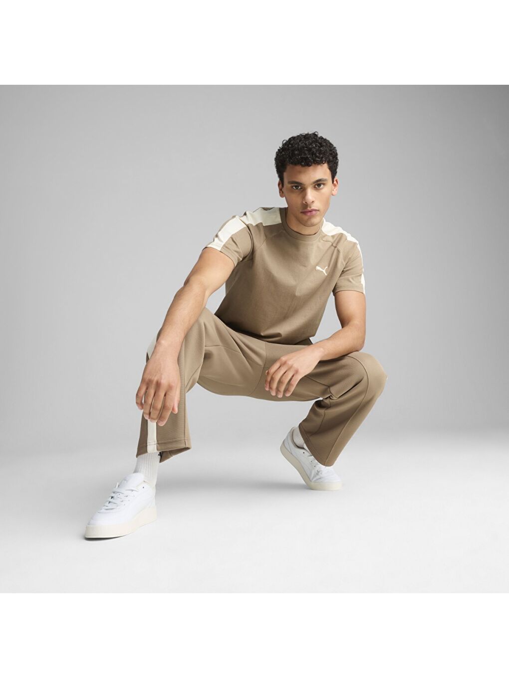 T7 Erkek Kahverengi Yuvarlak Yaka Tişört-1