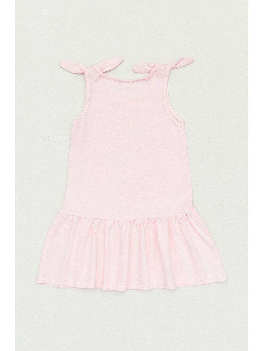 Pembe Baskılı  Kız Çocuk Askılı Elbise-1