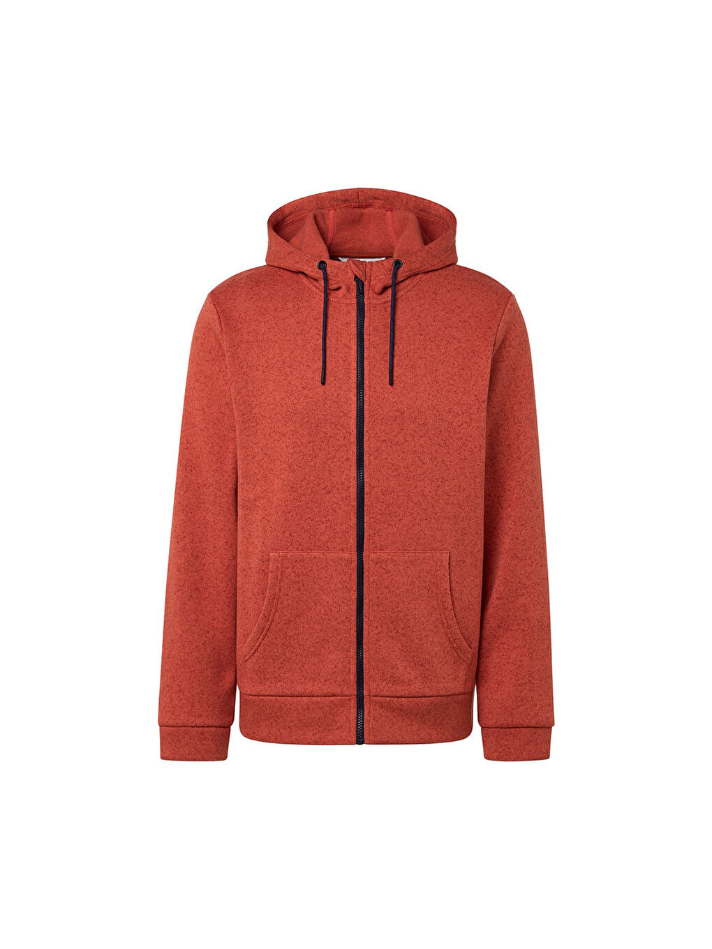 Erkek Kapüşonlu Örgü Polar Fermuarlı Sweatshirt,Turuncu-3