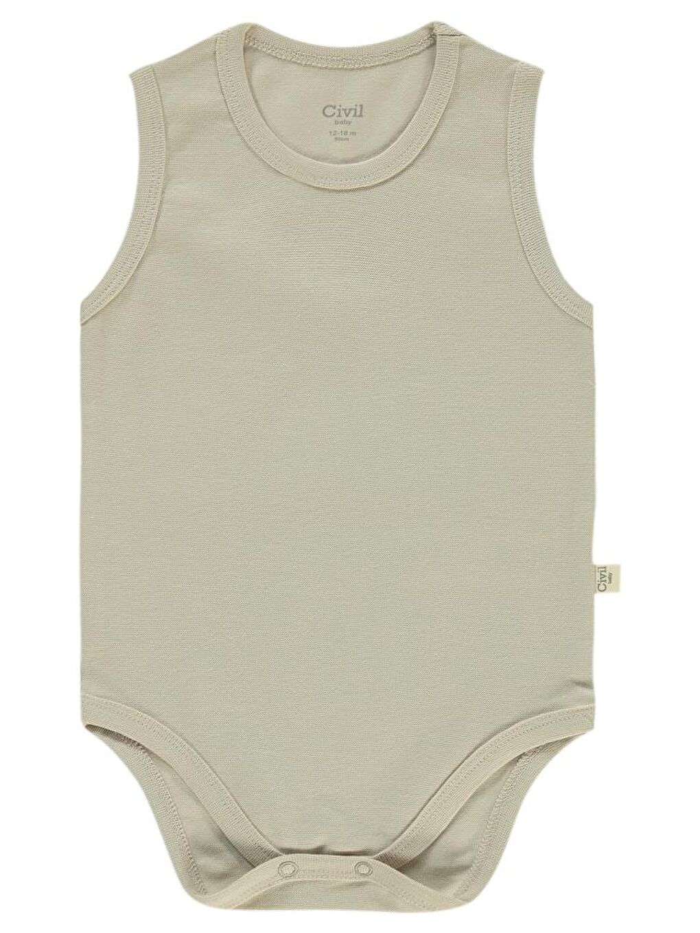 Baby Organik 5 li Sıfır Kol 1-3 yaş Çıtçıtlı Badi - Bej 3-4 Yaş