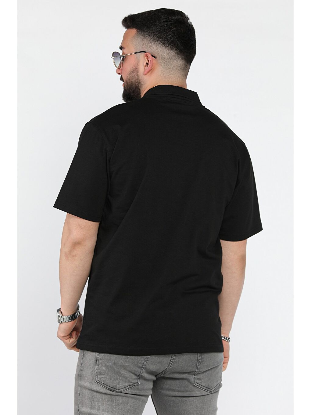 Siyah Polo Yaka Erkek Tişört-2