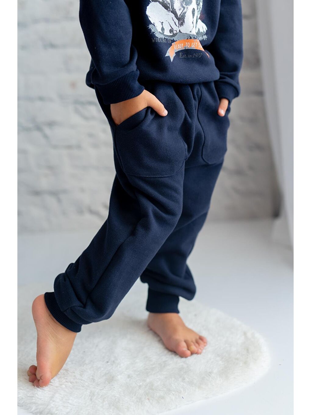 Lacivert Unisex Çocuk Cepli Eşofman Altı