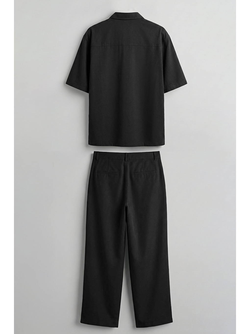 Erkek Oversize Nefes Alan Gömlek Pantolon İkili Takım Siyah-1