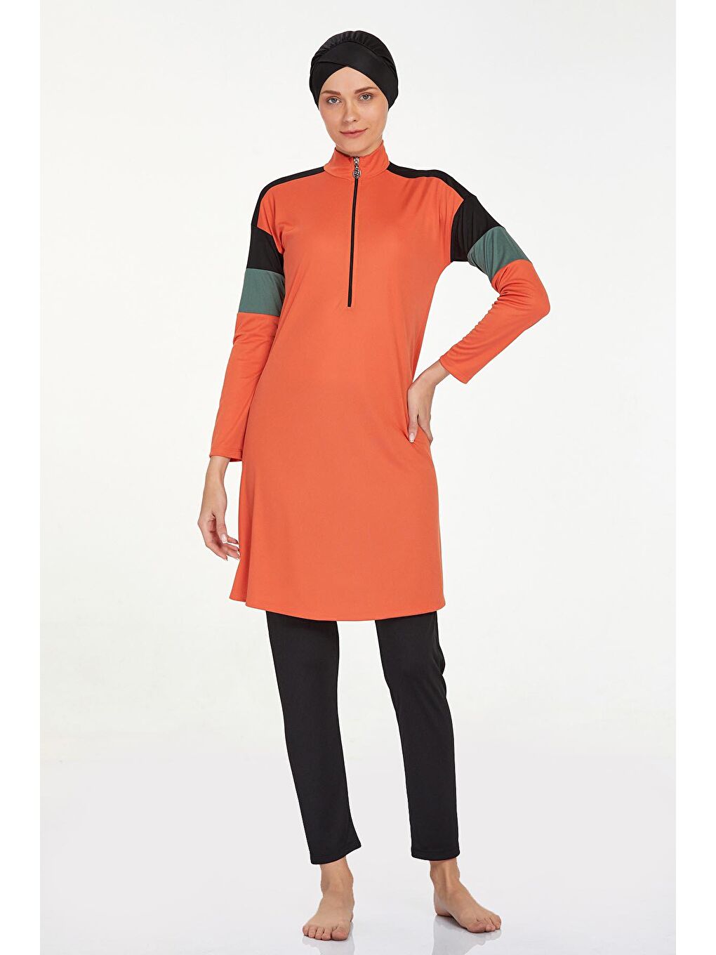 Kahverengi Elastanlı Tam Kapalı Tesettür Mayo Merlın 9241 Tarçın-1