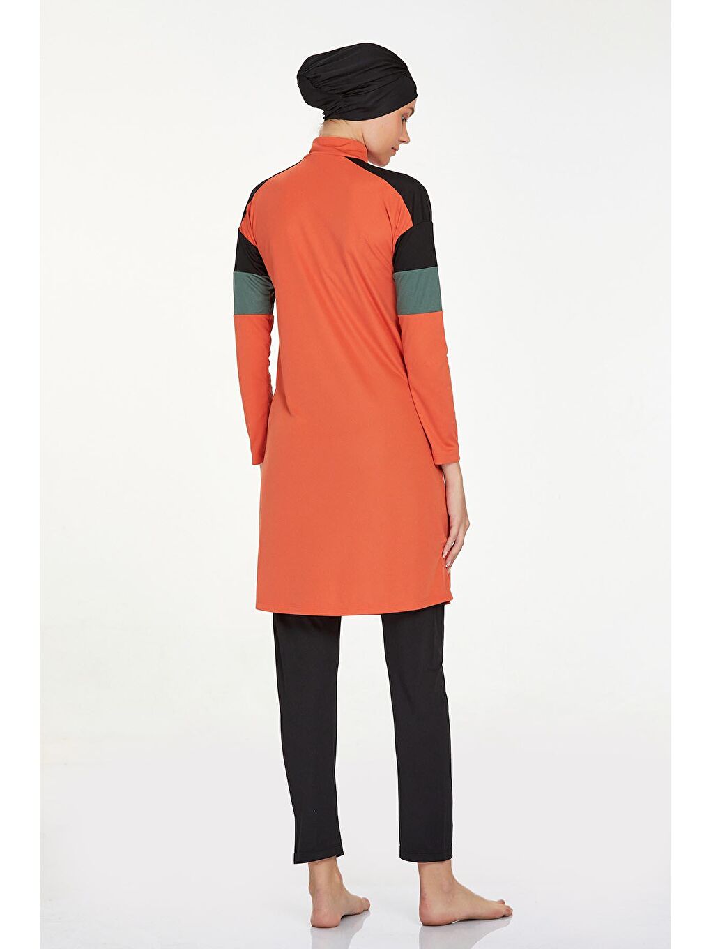 Kahverengi Elastanlı Tam Kapalı Tesettür Mayo Merlın 9241 Tarçın-4