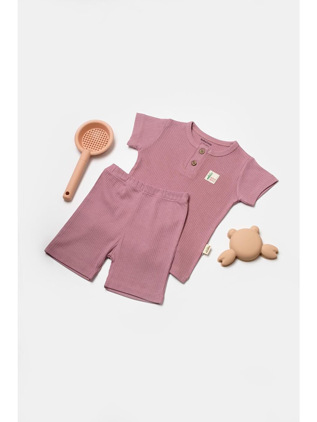 BabyCosy Organic Wear Gülkurusu Bebek Şort ve Tişört Takımı - 1