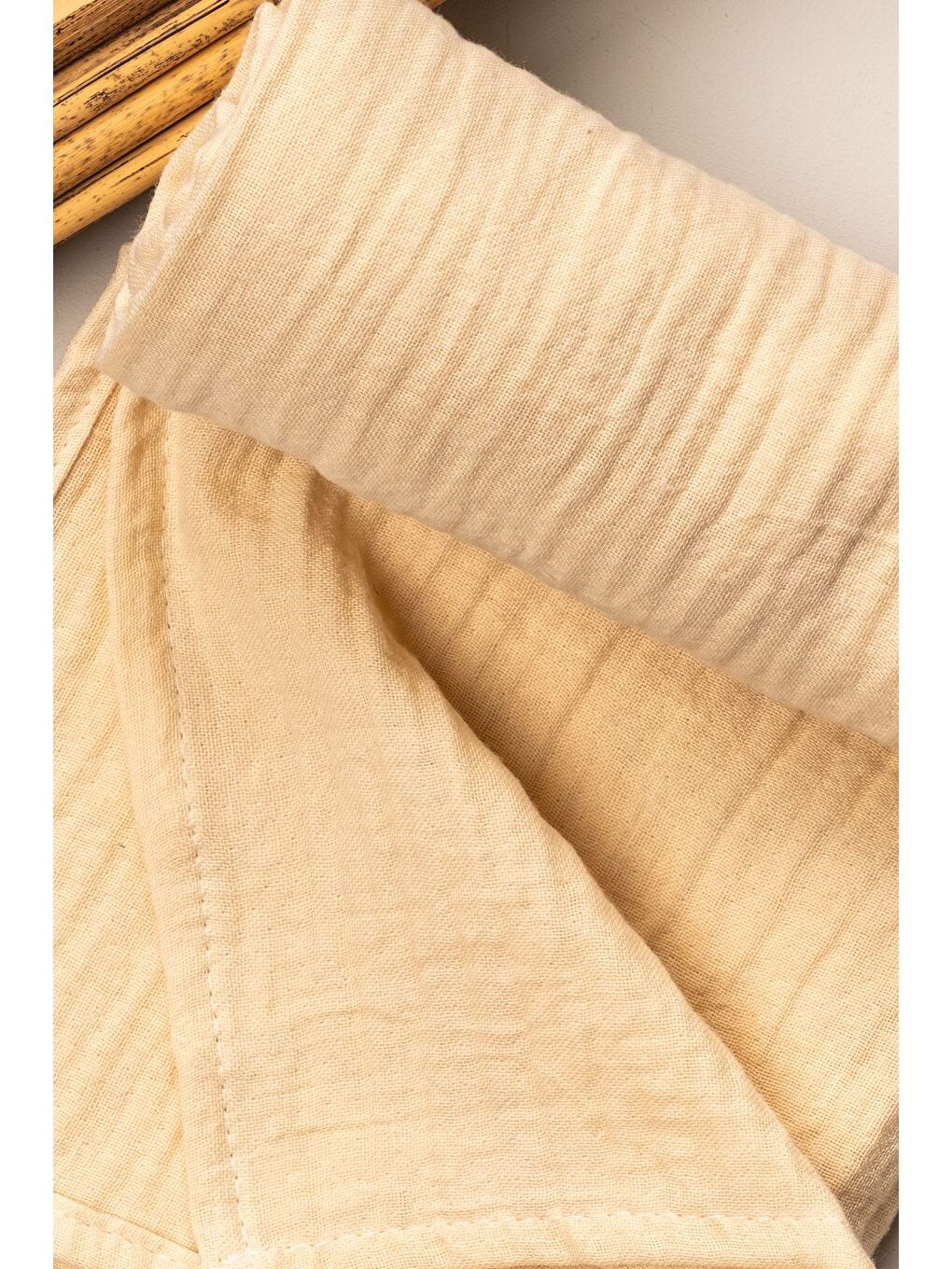 Ekru 4 Kat Müslin Organik Pamuk 90x90 Naturel Bebek Çocuk Battaniye-2