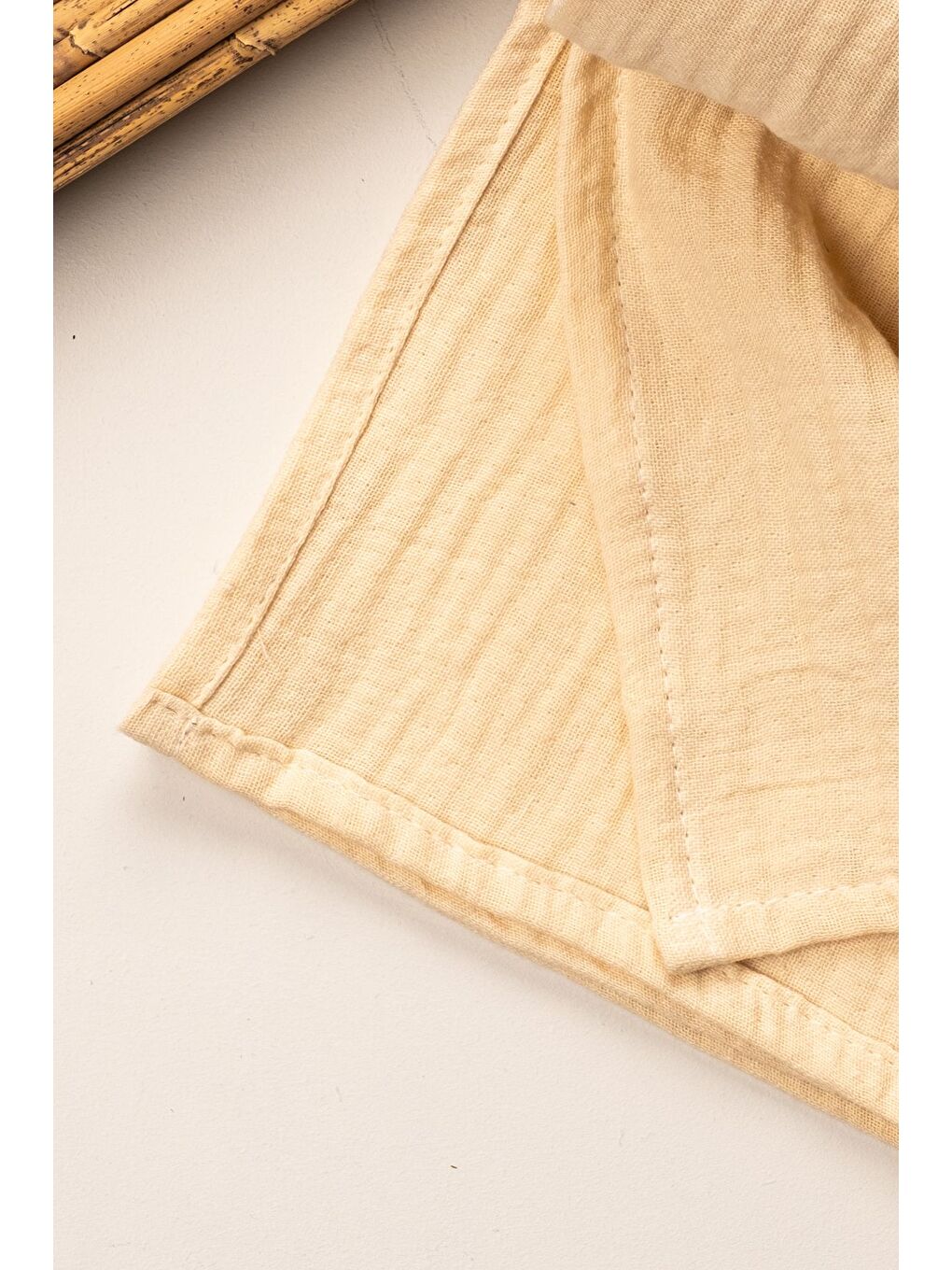 Ekru 4 Kat Müslin Organik Pamuk 90x90 Naturel Bebek Çocuk Battaniye-3