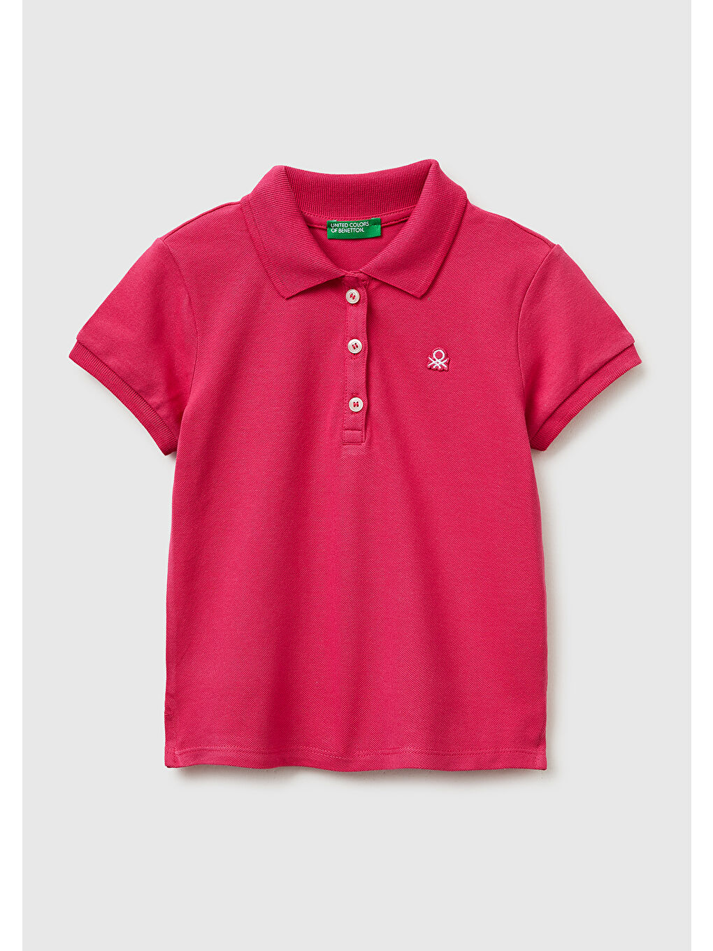 Kız Çocuk Koyu Pembe Logolu Pike Polo T-Shirt
