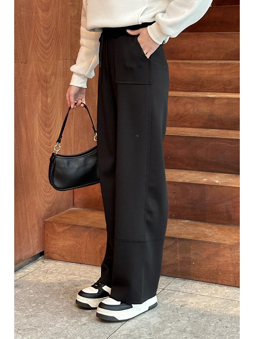 Bol Paça  Eşofman Altı Siyah-1