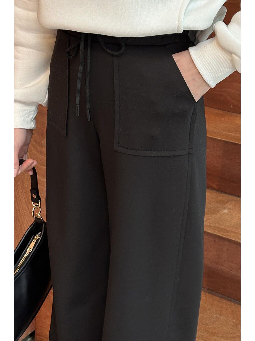 Bol Paça  Eşofman Altı Siyah-2