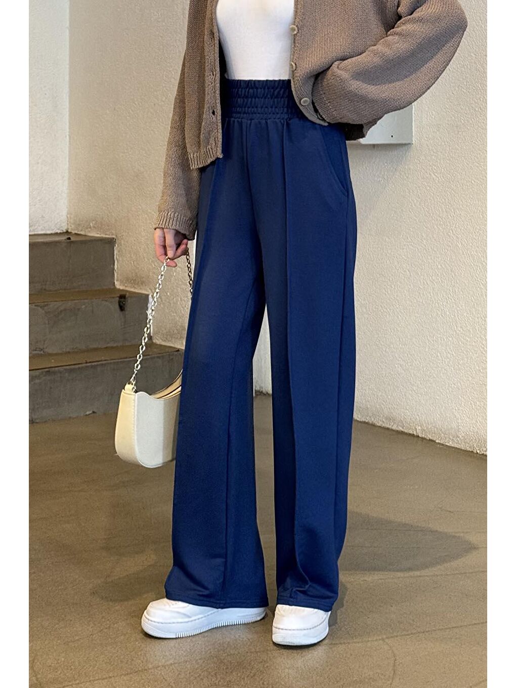 Çıma Detaylı Pantolon Lacivert-3