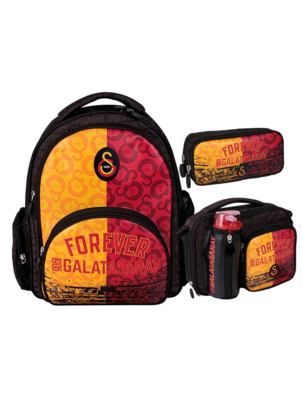 3 Bölmeli Forever Suni Deri Okul Sırt ÇantasıBeslenme Çantası+Kalemlik