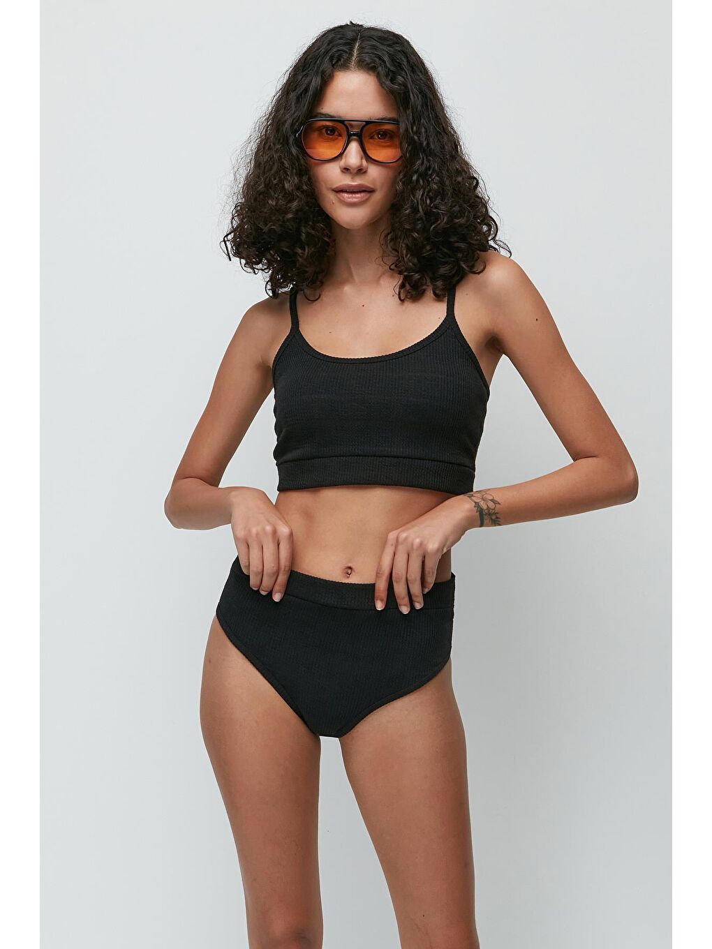 C&City Fitilli Büstiyer Külot Takım 9138 Siyah