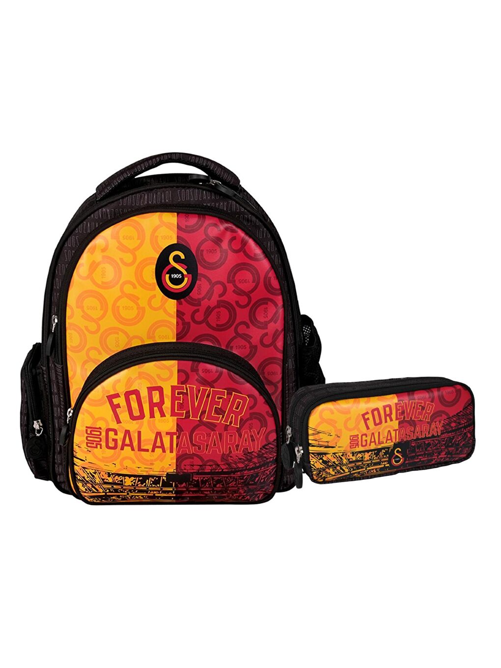 3 Bölmeli Forever Suni Deri Okul Sırt ÇantasıBeslenme Çantası+Kalemlik-1