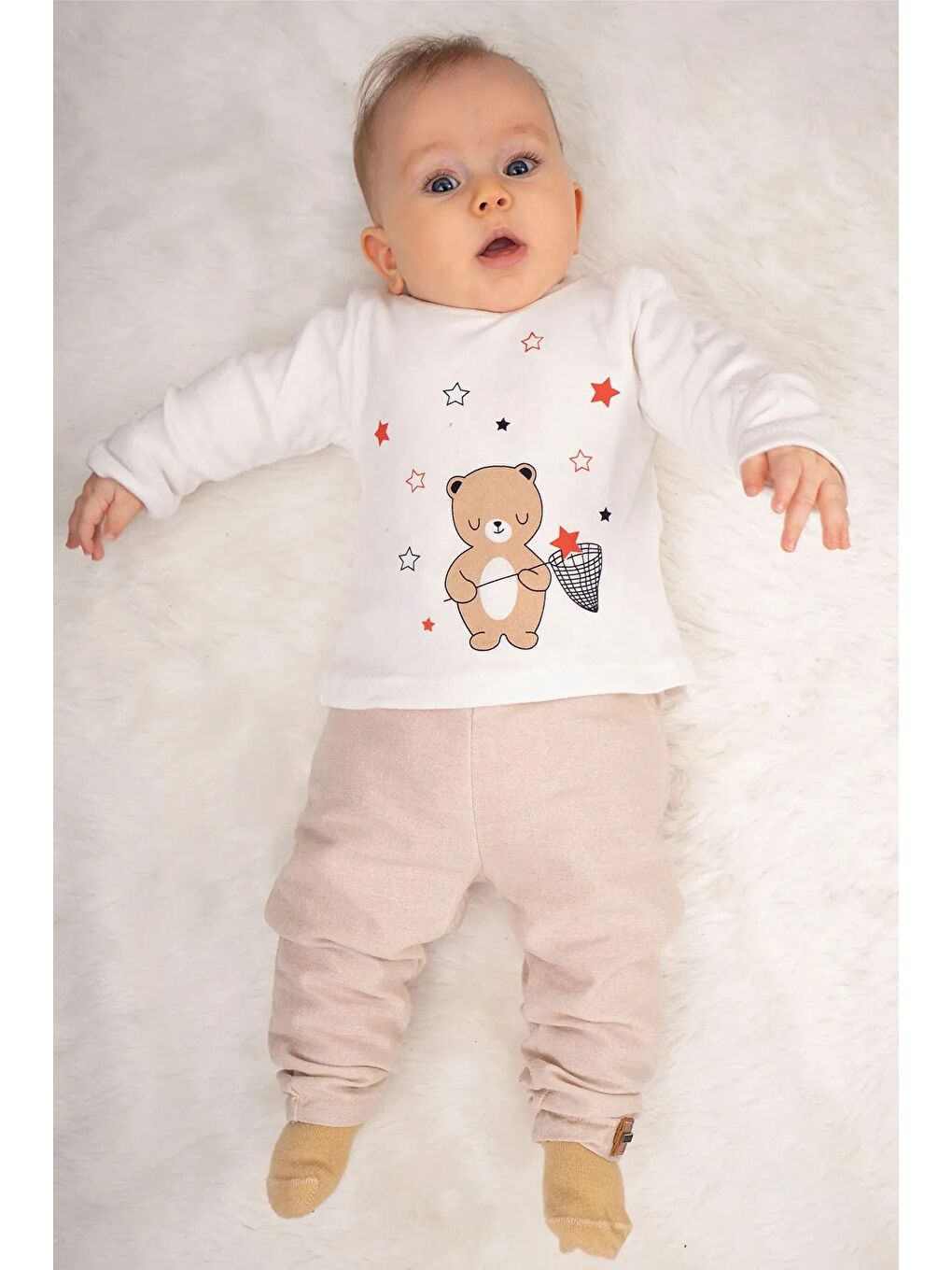 Yeşil Ayıcık Desenli Unisex Astarlı 3 Parça Yağmurluk Bebek Takımı-2