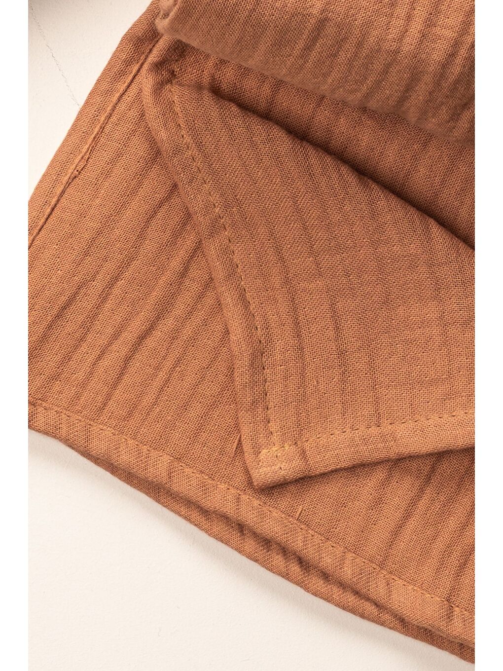 Kahverengi 4 Kat Müslin Organik Pamuk 90x90 Naturel Bebek Çocuk Battaniye-2