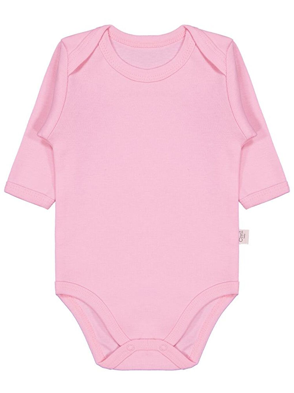 Baby Düz Renkli Uzun Kol Çıtçıtlı Badi - Pembe 0-1 Ay