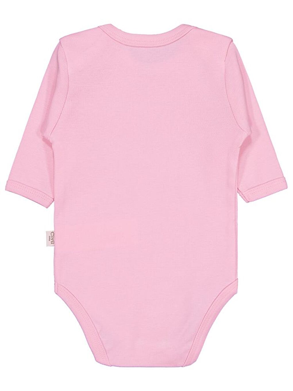 Baby Düz Renkli Uzun Kol Çıtçıtlı Badi - Pembe 0-1 Ay-1