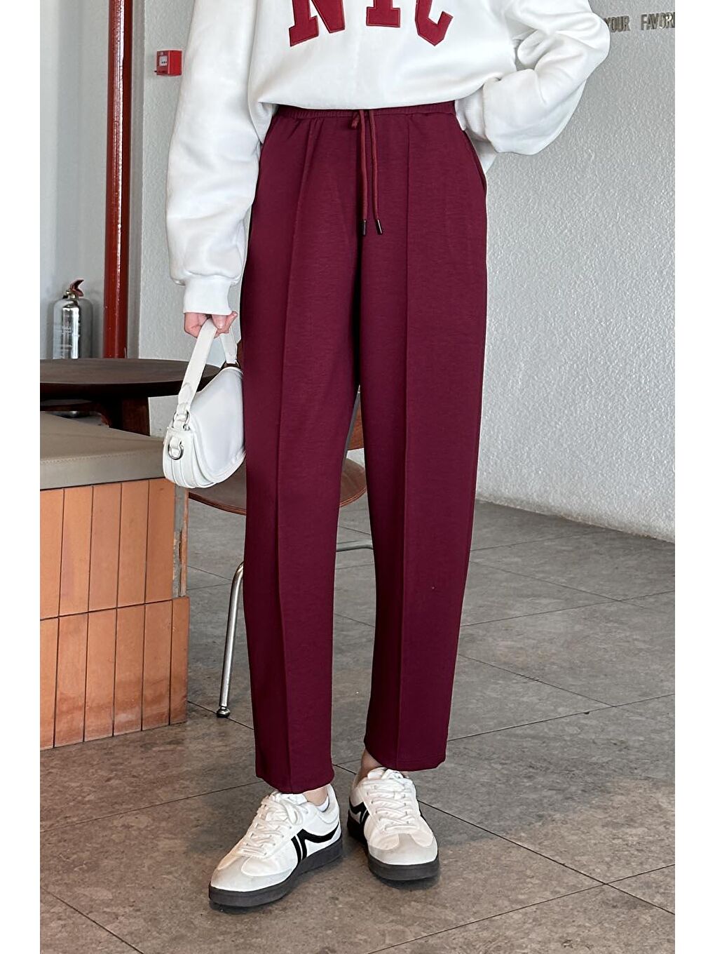 Şalvar Balon Modelli Eşofman Altı Bordo-1