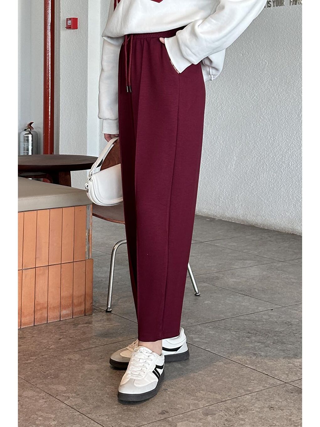 Şalvar Balon Modelli Eşofman Altı Bordo-2