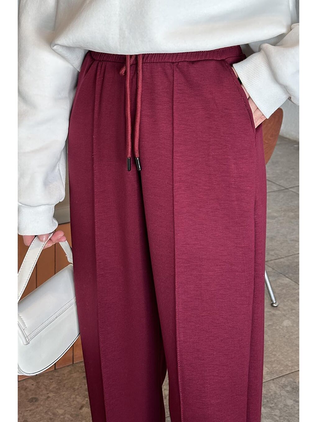 Şalvar Balon Modelli Eşofman Altı Bordo-3