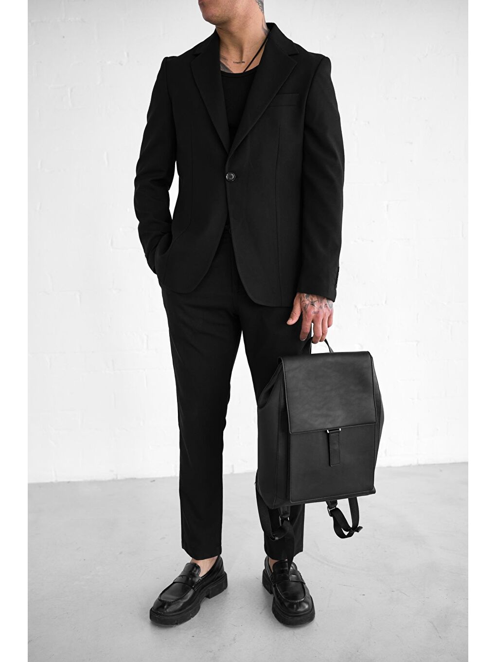 Erkek Slim Fit Takım Elbise Siyah-1