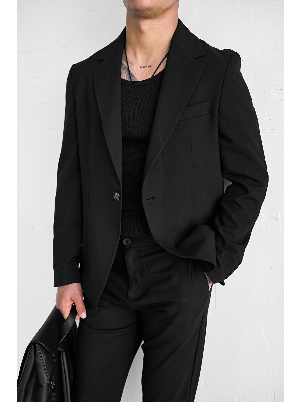 Erkek Slim Fit Takım Elbise Siyah-3