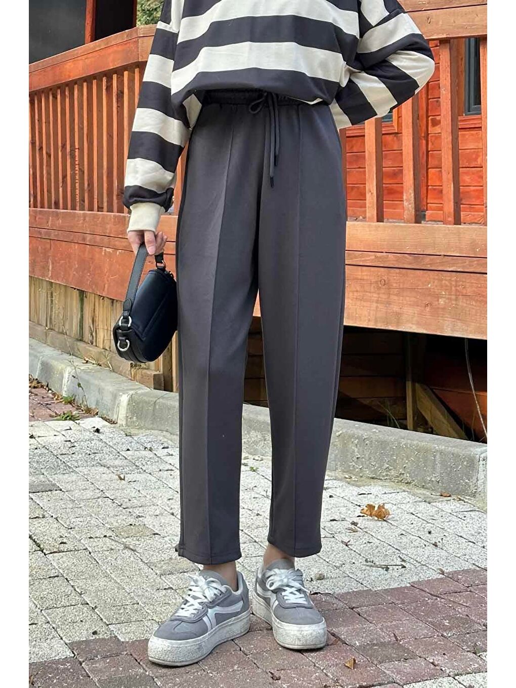 Gri Şalvar Balon Modelli Eşofman Altı Füme