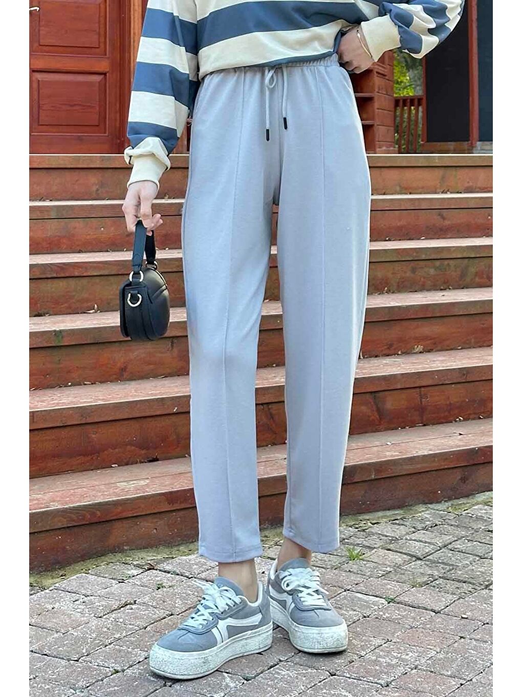 Şalvar Balon Modelli Eşofman Altı Gri-1