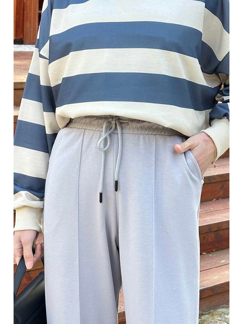 Şalvar Balon Modelli Eşofman Altı Gri-3