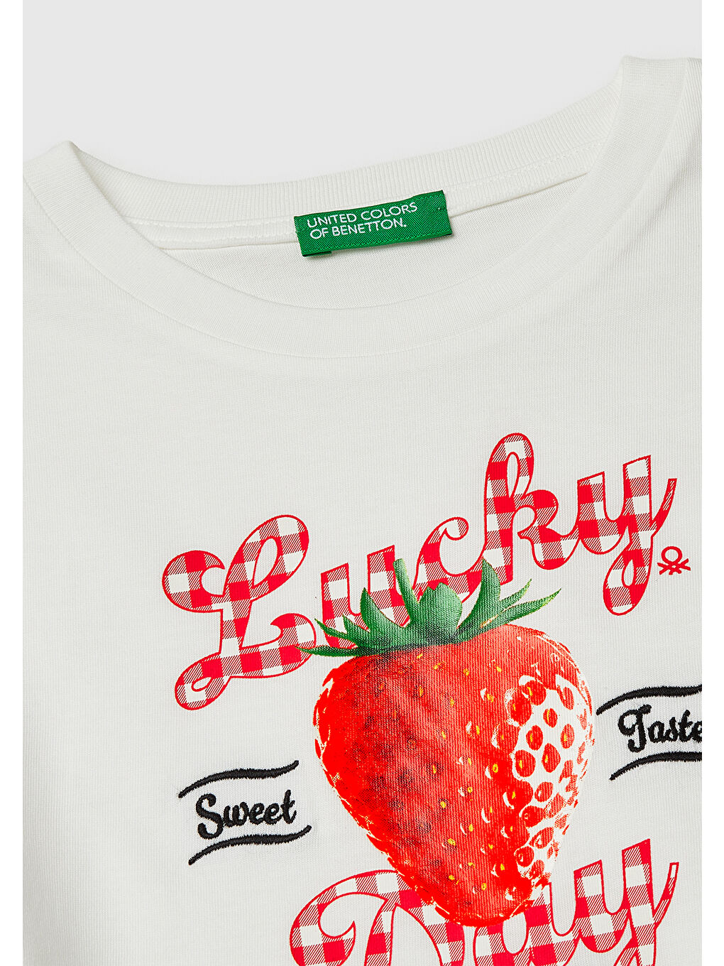 Kız Çocuk Beyaz Yanları Büzgülü Detaylı Önü Baskılı ve İşlemeli T-Shirt-2