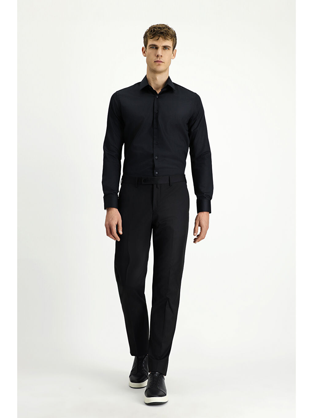 Siyah Regular Fit Klasik Kumaş Pantolon-1