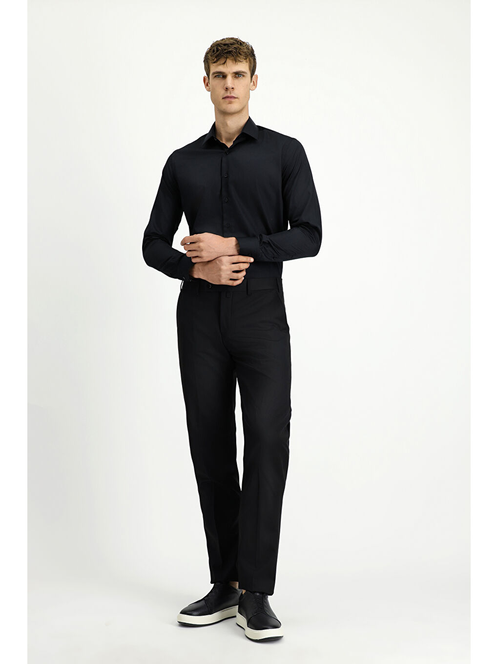 Siyah Regular Fit Klasik Kumaş Pantolon-2