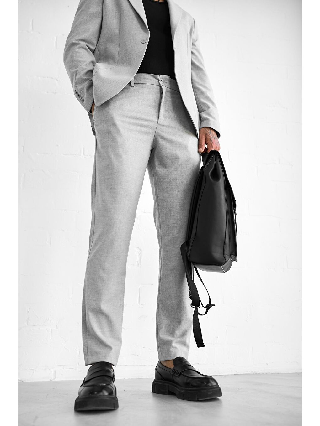 Erkek Slim Fit Takım Elbise Gri-3