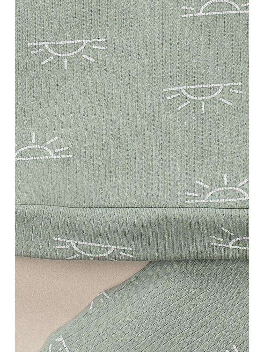 Yeşil Alt Üst Uzun Kollu Takım Güneş Desenli 2 li Bebek Takımı-1