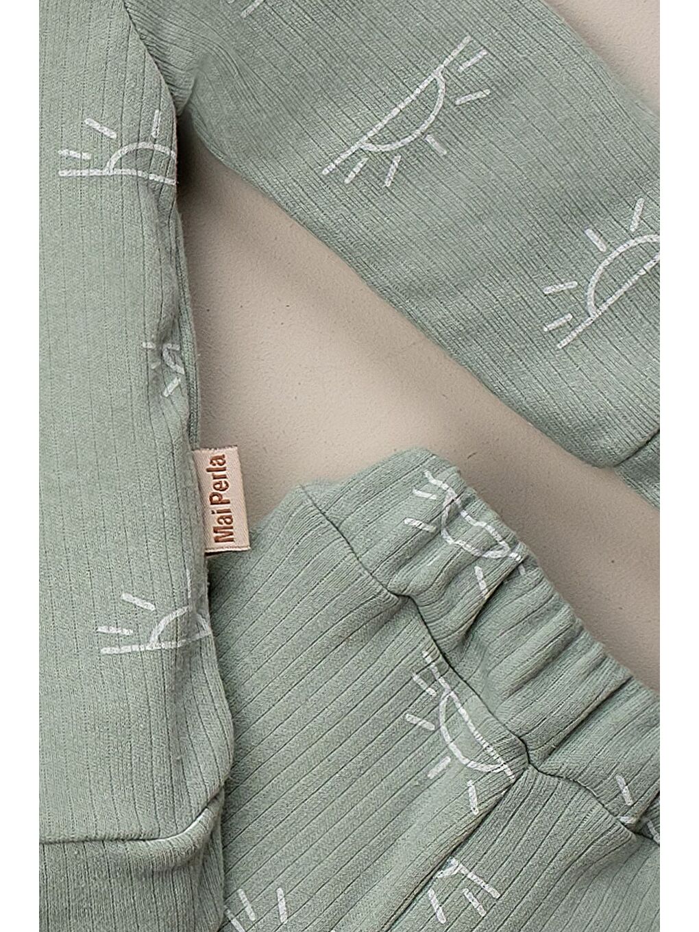 Yeşil Alt Üst Uzun Kollu Takım Güneş Desenli 2 li Bebek Takımı-2