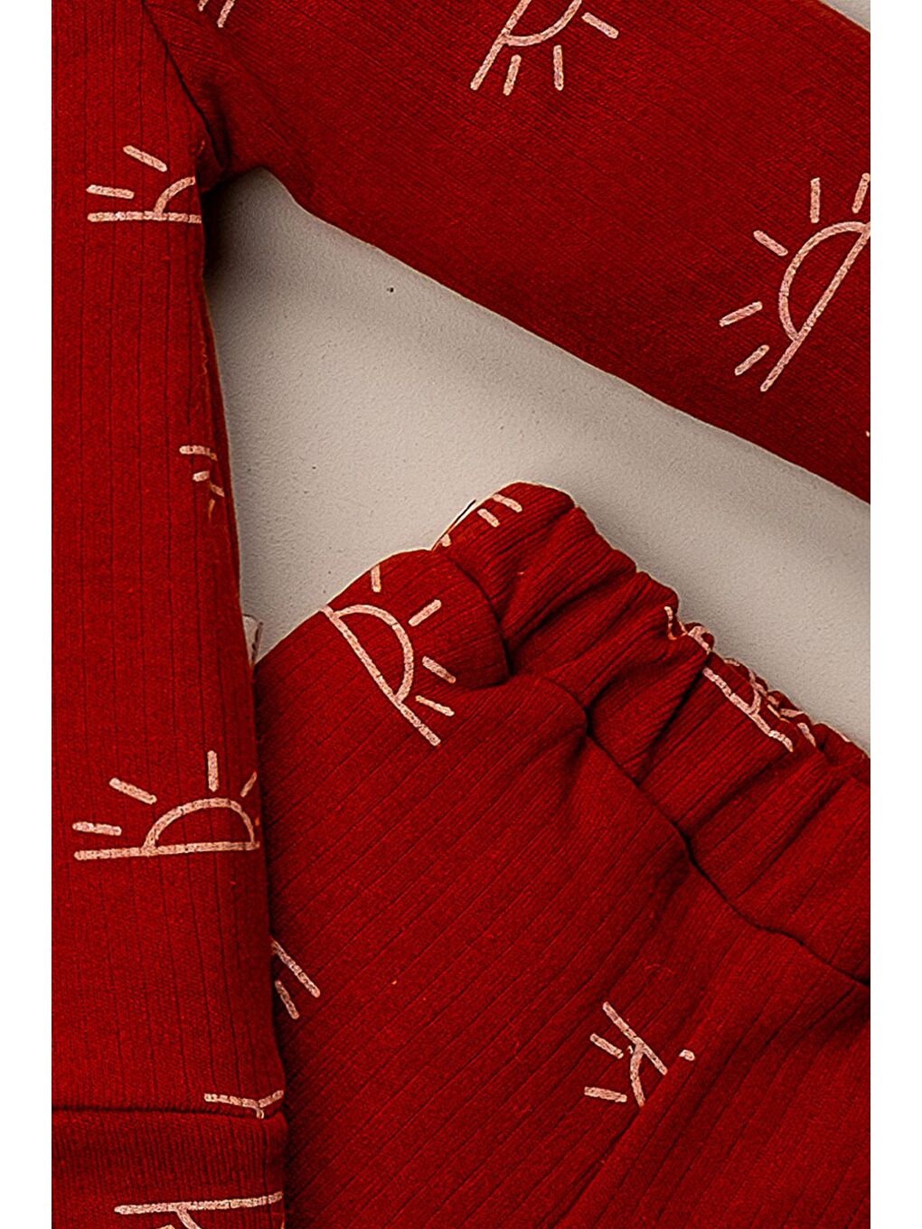 Kahverengi Alt Üst Uzun Kollu Takım Güneş Desenli 2 li Bebek Takımı-2