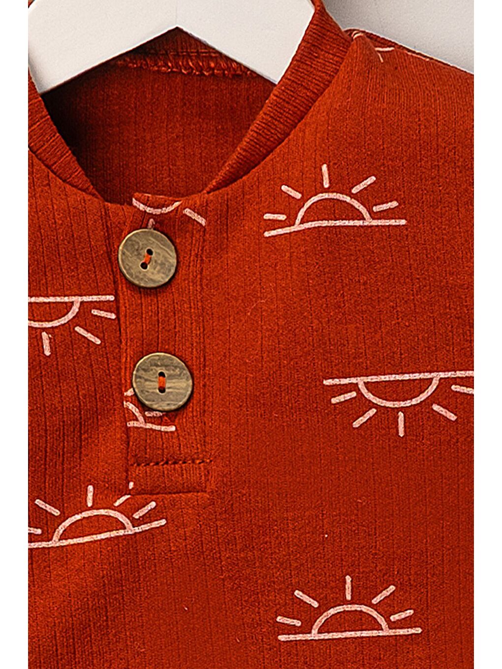 Kahverengi Güneş Desenli Çıt Çıtlı Zıbınlı Bebek Takımı-1