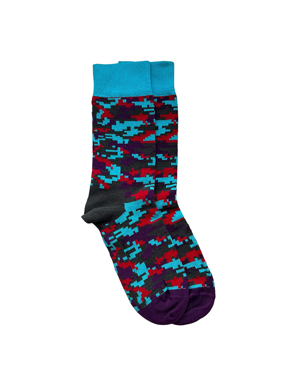 Turkuaz Pamuklu Desenli Soket Çorap