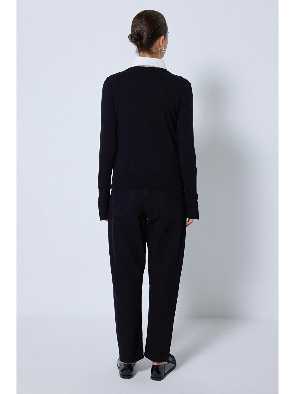 Siyah Yumuşak Dokulu Basıc Triko Bluz-2