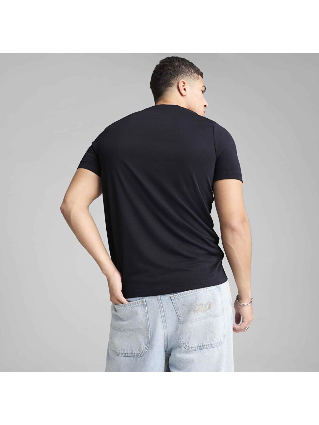 Essentials Small Logo Poly Erkek Siyah Yuvarlak Yaka Tişört-4