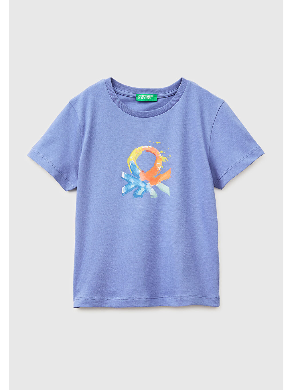 Turkuaz Erkek Çocuk Havacı Mavi Önü Logo Baskılı Yuvarlak Yaka T-Shirt