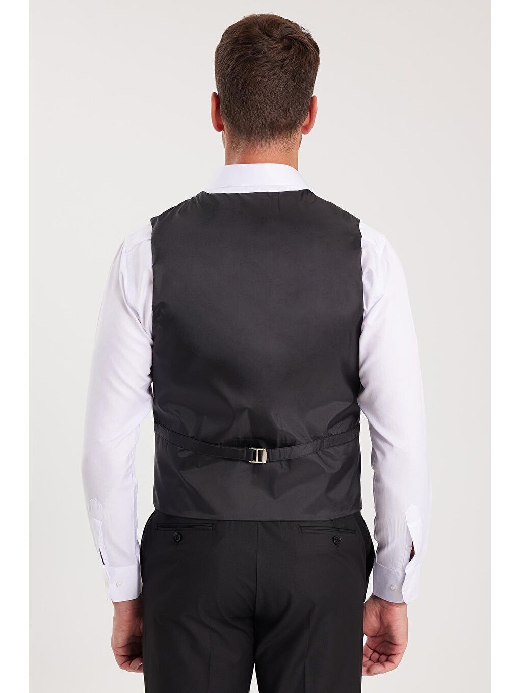 Erkek Slim Fit Düz Cepli Siyah Yelek-6