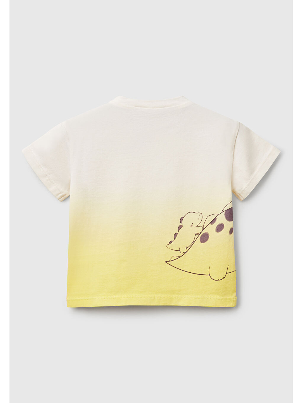 Bebek Sarı Renk Geçişli Boya Baskılı Bisiklet Yaka T-Shirt-1