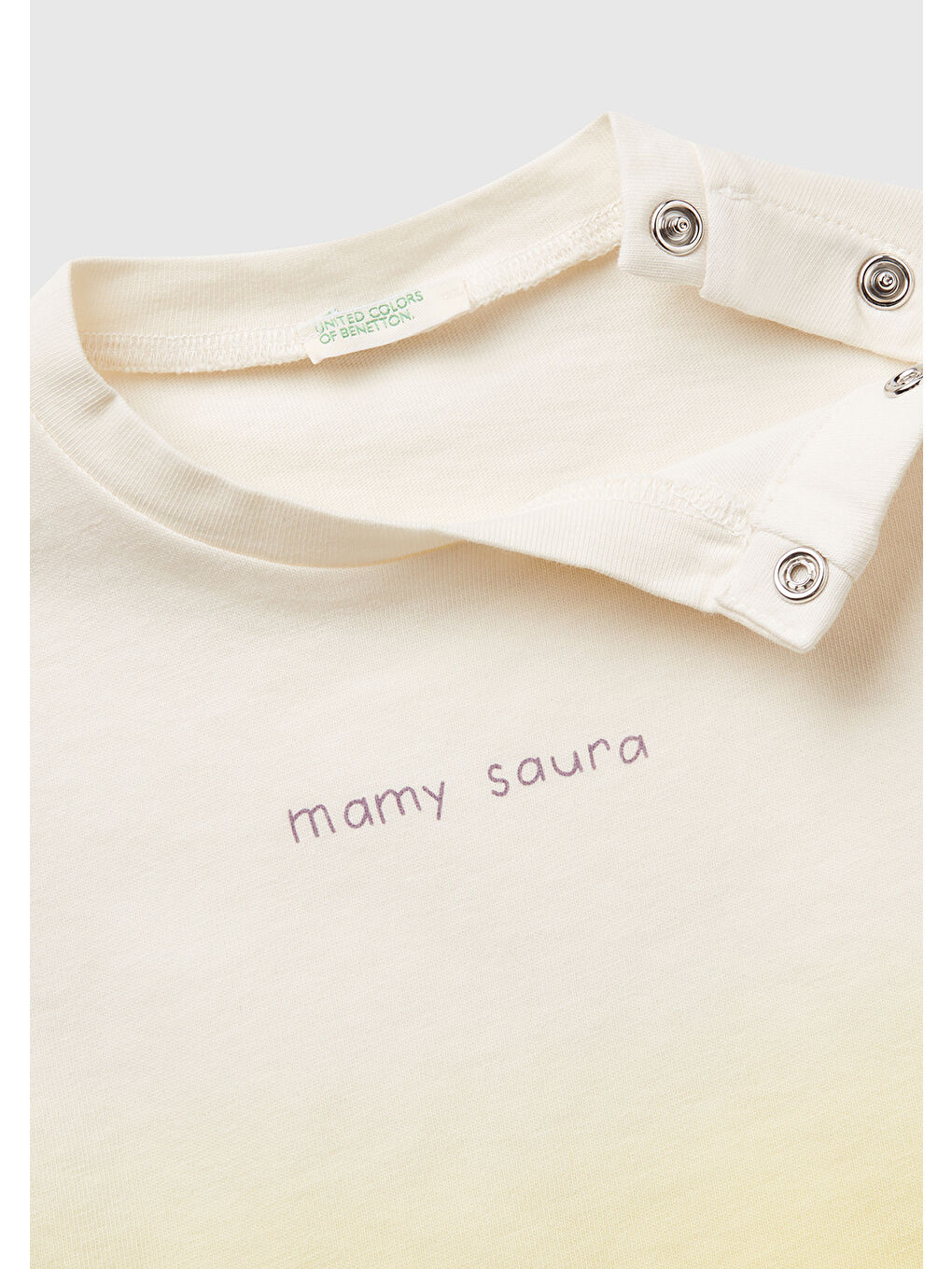 Bebek Sarı Renk Geçişli Boya Baskılı Bisiklet Yaka T-Shirt-2