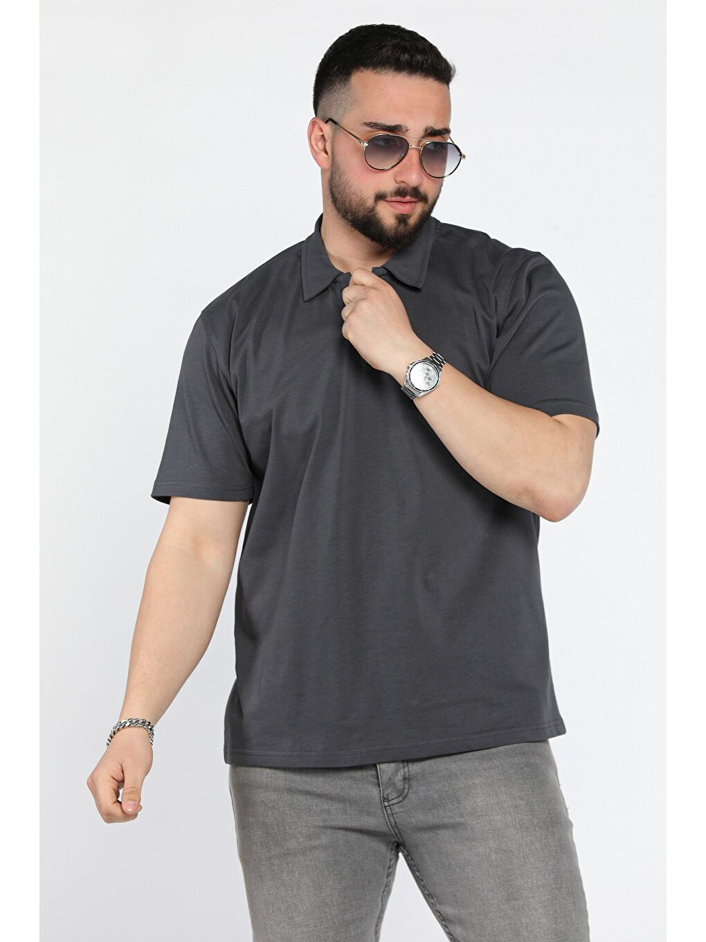 Gri Polo Yaka Erkek Tişört