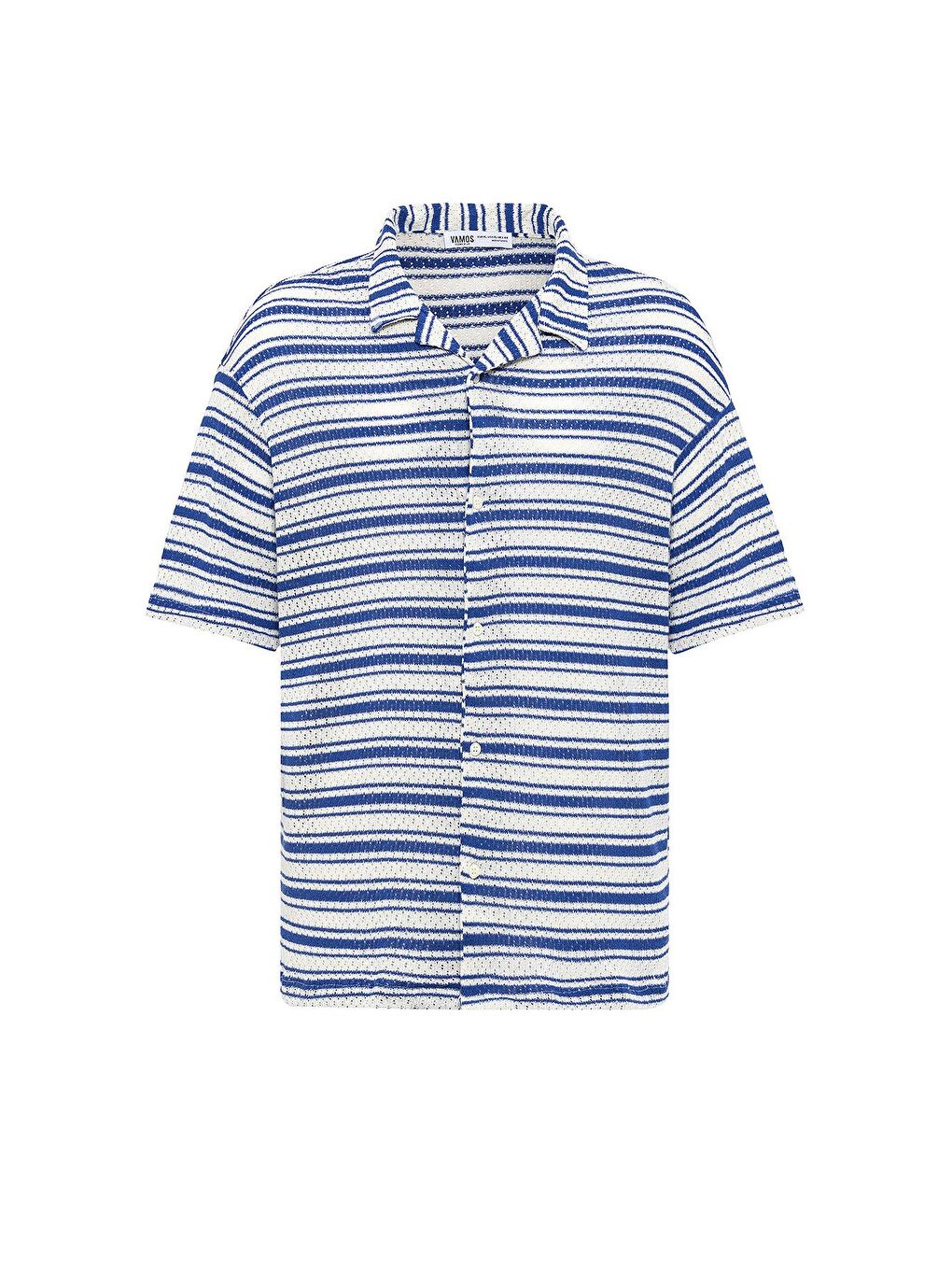 Mavi Oversize Çizgili Triko Gömlek Saks-1