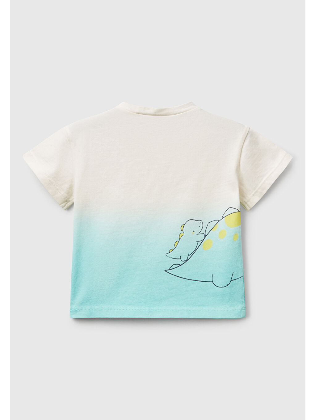 Bebek Turkuaz Renk Geçişli Boya Baskılı Bisiklet Yaka T-Shirt-1