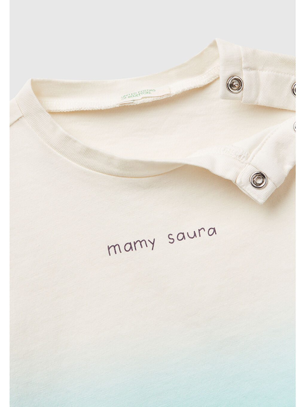 Bebek Turkuaz Renk Geçişli Boya Baskılı Bisiklet Yaka T-Shirt-2